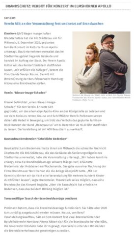 Verein hält an der Veranstaltung fest und setzt auf Brandwachen