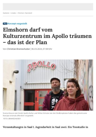 Konzept ist da: Elmshorn darf vom Kulturzentrum im Apollo träumen | SHZ