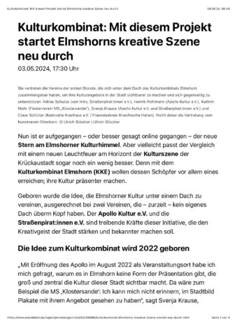 Kulturkombinat: Mit diesem Projekt startet Elmshorns kreative Szene neu durch