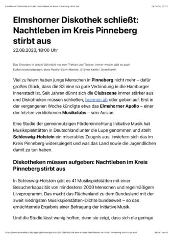 Elmshorner Diskothek schließt: Nachtleben im Kreis Pinneberg stirbt aus