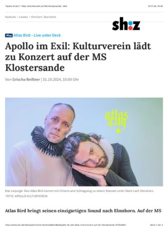 Apollo im Exil Atlas Bird Konzert auf MS Klostersande | SHZ